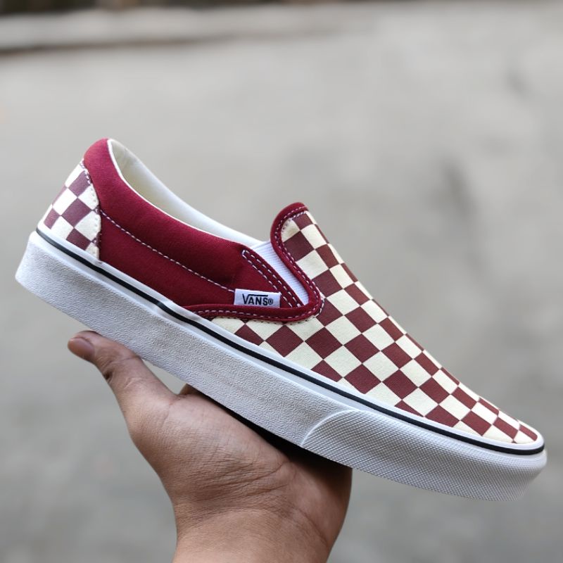 rumba red checkered vans