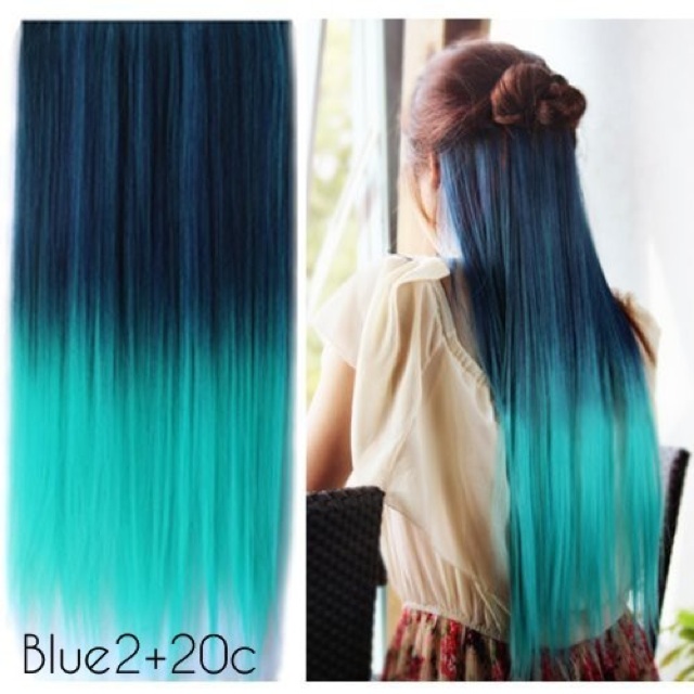 Dark Light Blue Ombre Hair Extension Shopee Philippines
