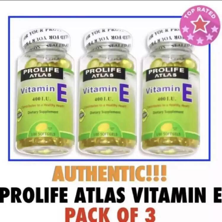 SET OF 3 Authentic Atlas Prolife Vitamin E 400UI (100 Softgels