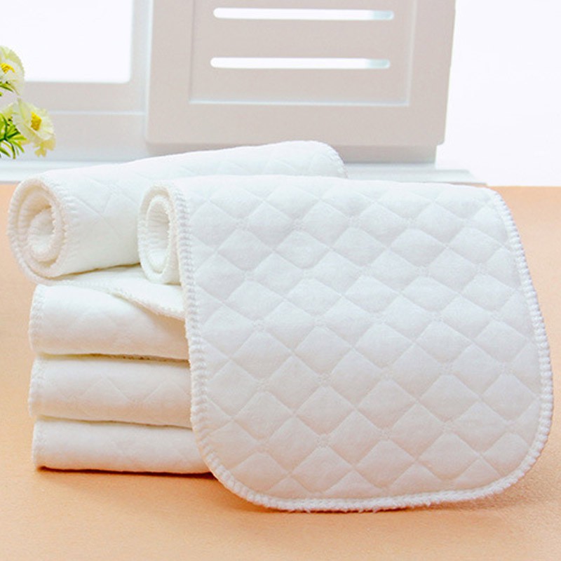 10 Pcs Reusable Baby Cotton Cloth Diaper Nappy Liners Insert 3 Layers Sets QK
