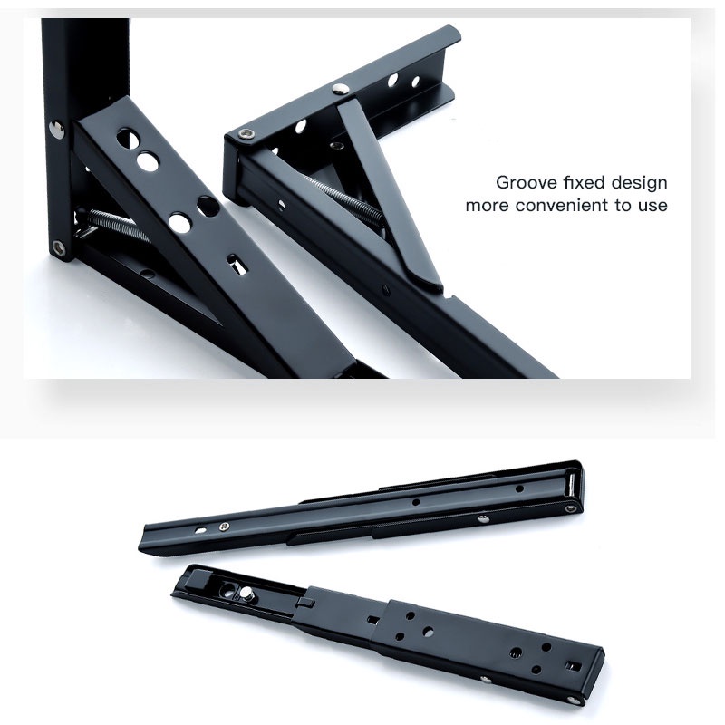 Stainless Steel Triangle Folding Angle Bracket Heavy Support Black Adjustable Wall Mounted Bracket