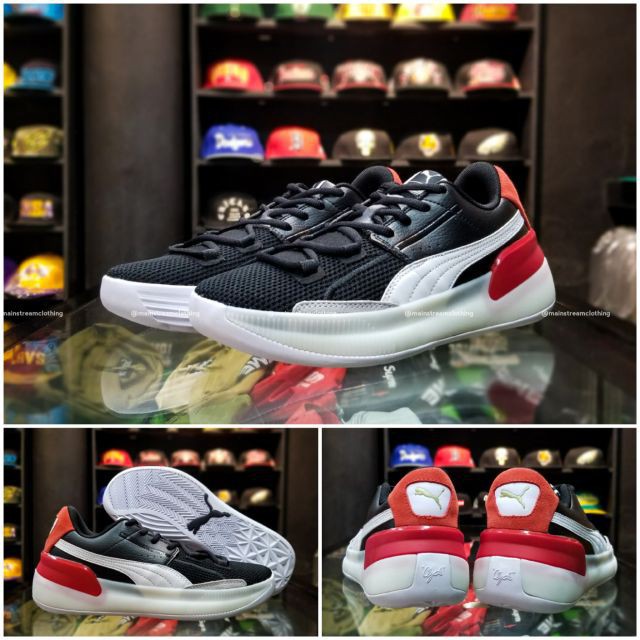 puma clyde hardwood black red