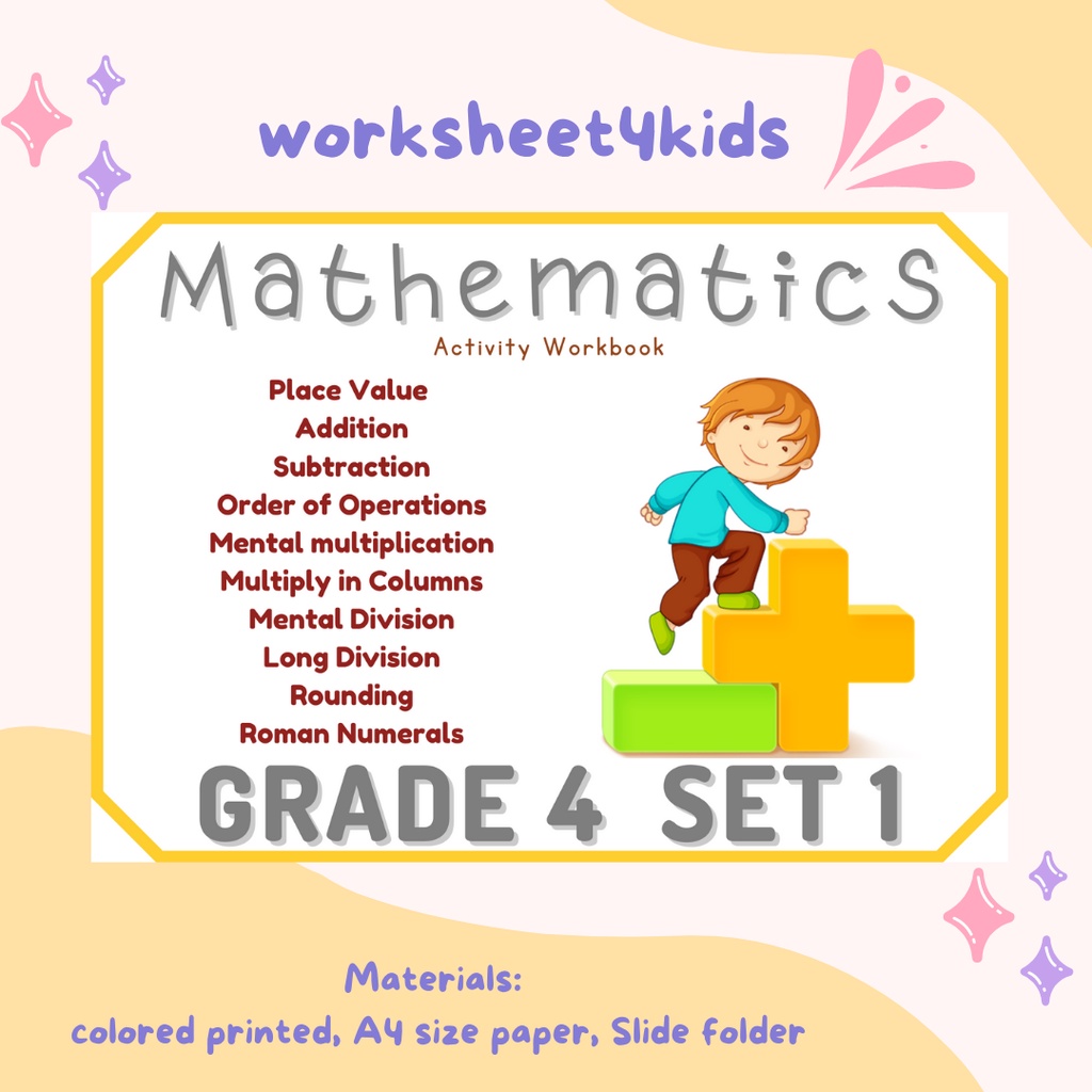 Featured image of 64, Pages Grade 4 Mathematics Set 1 Workbook - 2 Pages per sheet