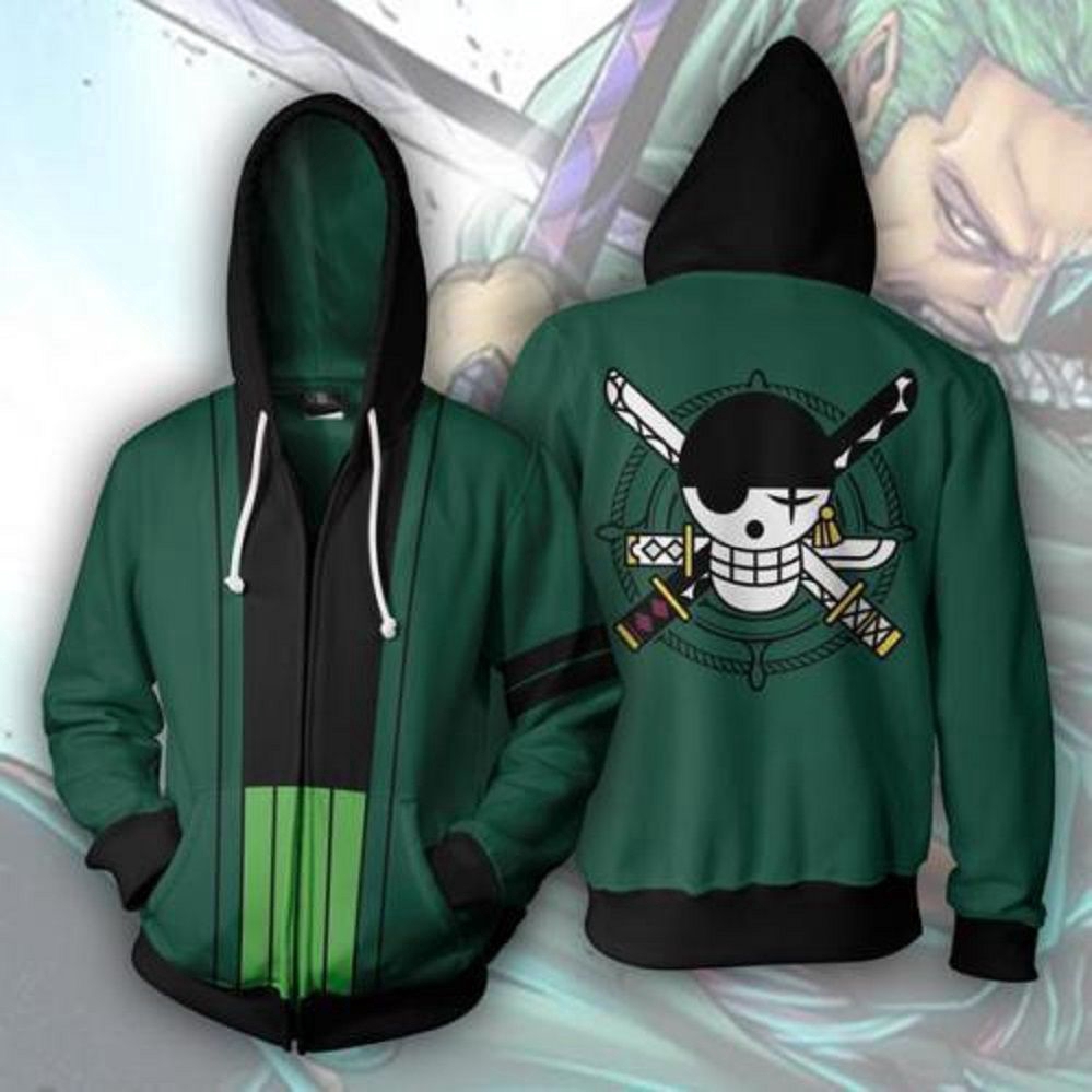 One Piece Hoodie Zipper Roronoa Zoro Cosplay Hooded Long Sleeve Jacket Kids Halloween Luffy Shopee Philippines