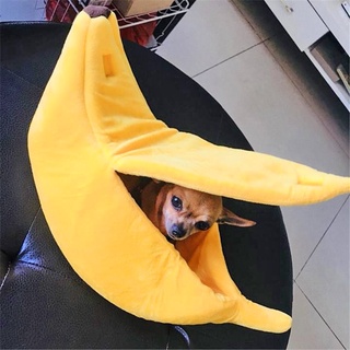 ❦☼Small Pet Bed Banana Shape House Fluffy Warm Soft Plush Breathable Bed Banana Cat Dog Bed Puppy Cu