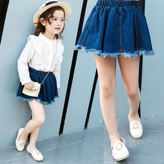 kids white jean skirt