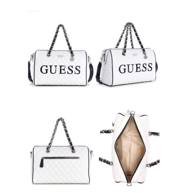 guess white quilted handbag