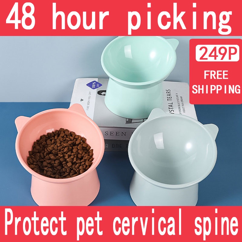 dog food bowl  pet cat protects cervical vertebravels high feeding bowl cat dog elevated bowls large #2