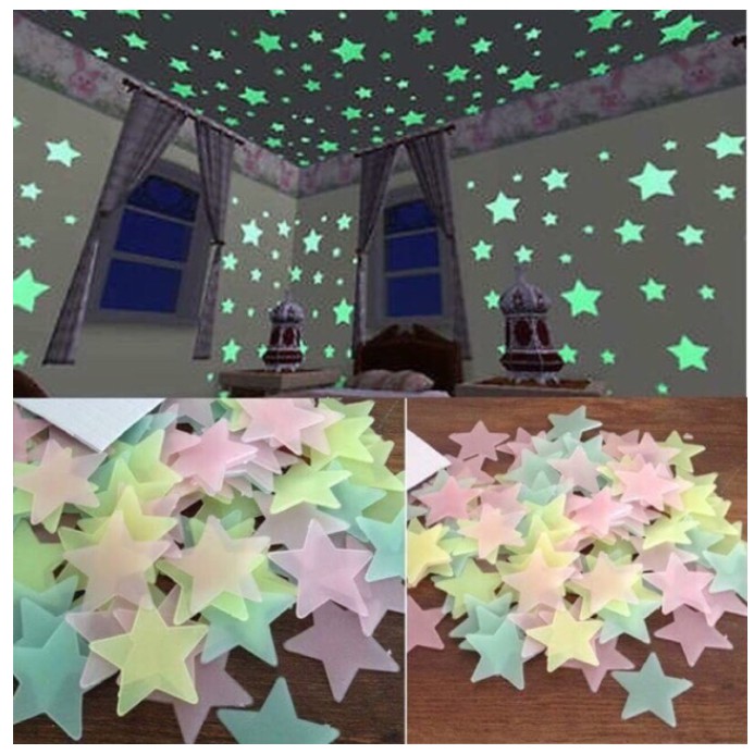 Pack Glow In The Dark Star Sticker Wall Decal Sticker 100pcs