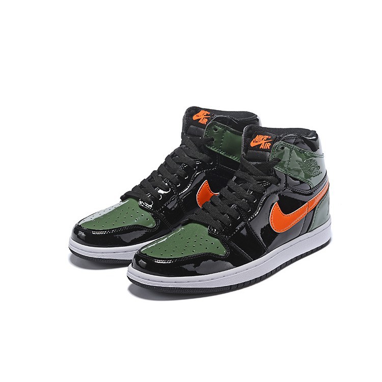 orange and green jordan 1s