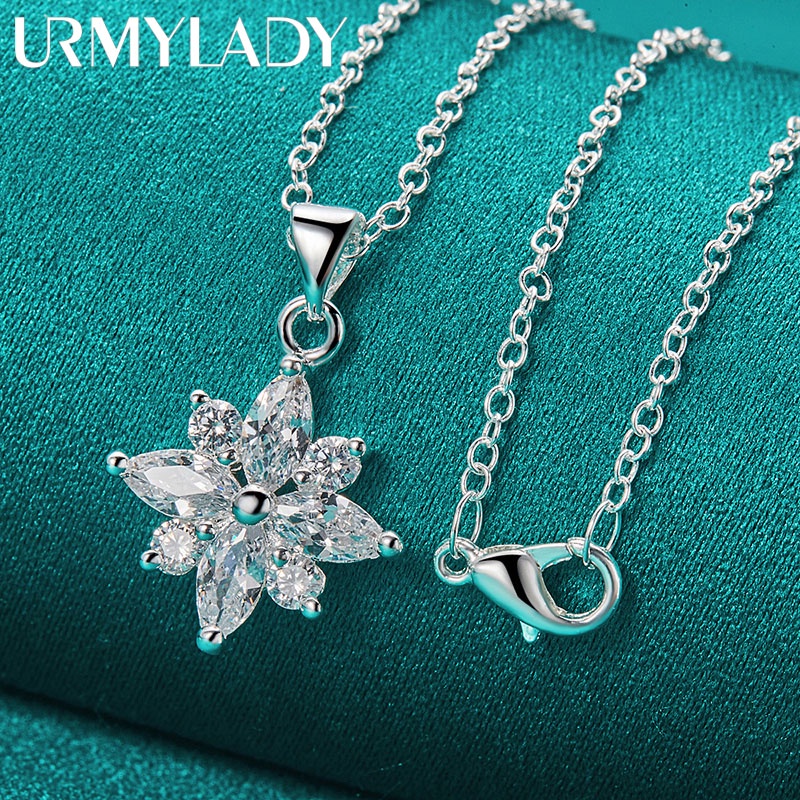 Urmylady 925 Sterling Silver Aaa Zircon Flower Pendant 16 30 Inch