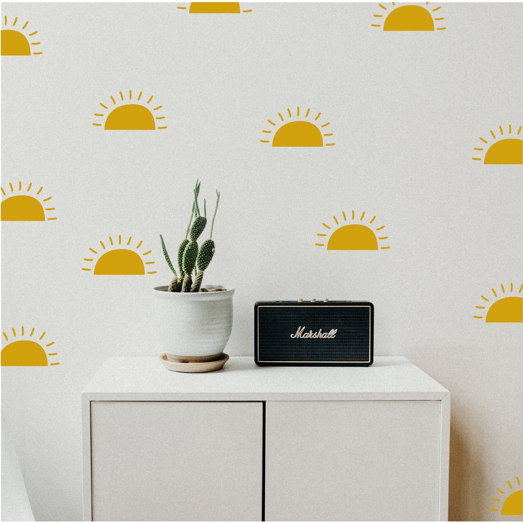 30Pcs Cute Boho Sun Wall Sticker Baby Nursery Kids Room Cartoon Sun Sky