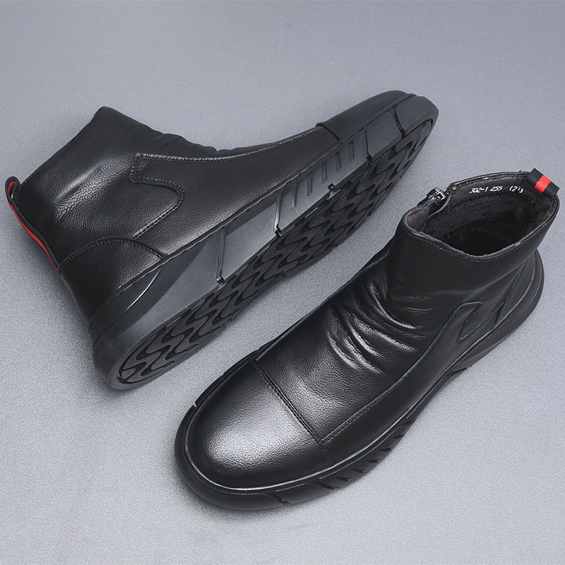 cheap black leather boots