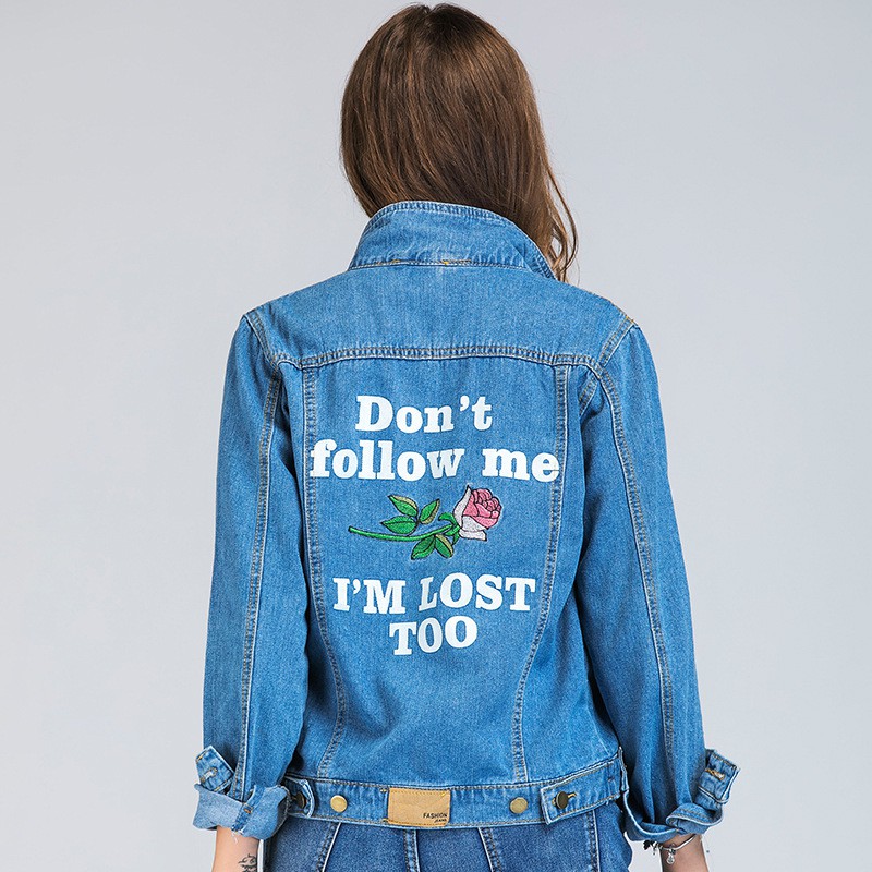 plus size embroidered jean jacket