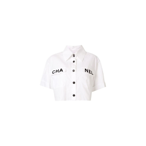 Chanel Cropped White Runway Jennie Kim Inspired Polo Shirt Top Logo Blouse  Collar | Shopee Philippines