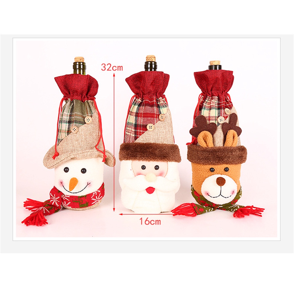 Christmas Decorations Old Man Head Snowman Red Wine Bottle Set