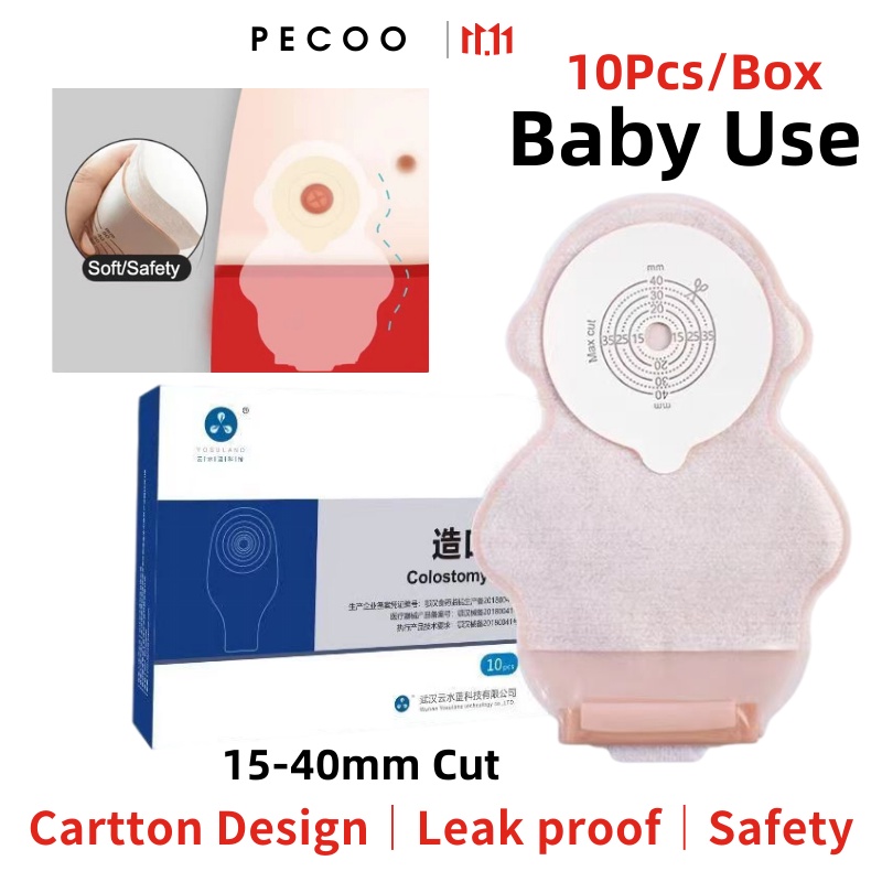10pcs Kids Colostomy Bag Drainable onesingle System Ostomy Bag for