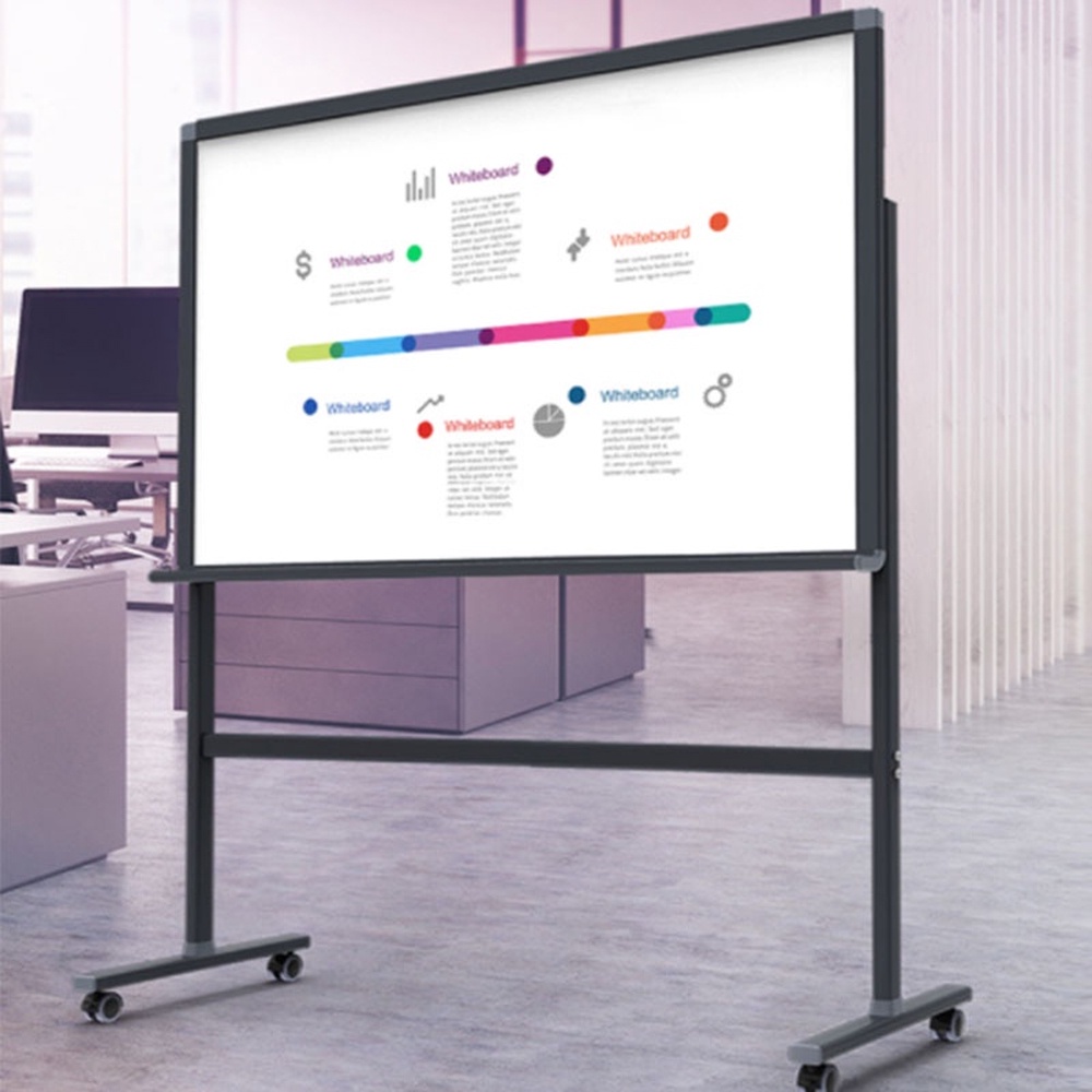 Deli Whiteboard With Wheels Aluminum Flip Both Sides Office