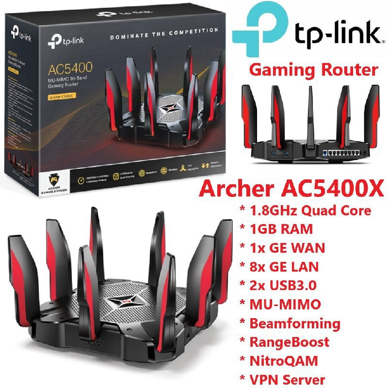 geboorte motto dwaas TP-Link Archer C5400X AC5400 MU-MIMO Tri-Band Gaming Router | Shopee  Philippines