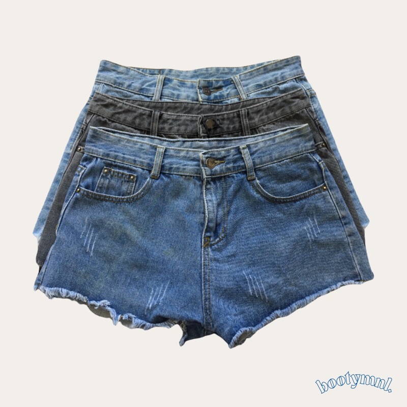 High waist Clean cut Tattered Wide leg Paperbag Mom Bermuda Denim shorts #6