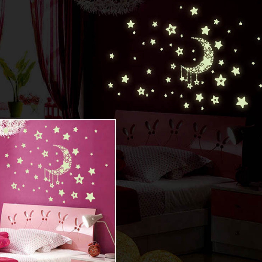 DAILYSHORE Luminous Star and Moon Creative PVC Wall Sticker Home Decor