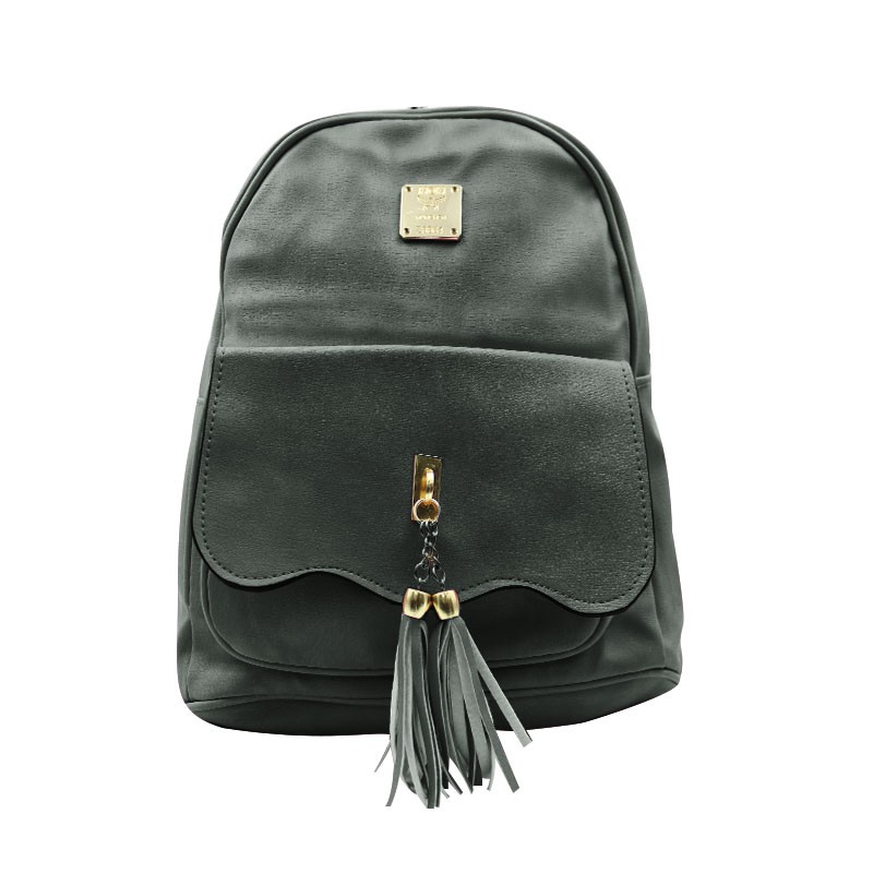 green leather backpack