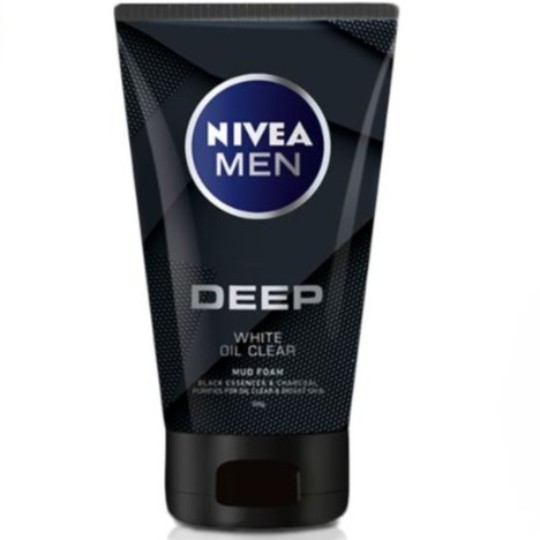 Nivea Men Facial Wash Deep Oil Clear With Black Essences Mud Foam Face Cleanser For Men 100g