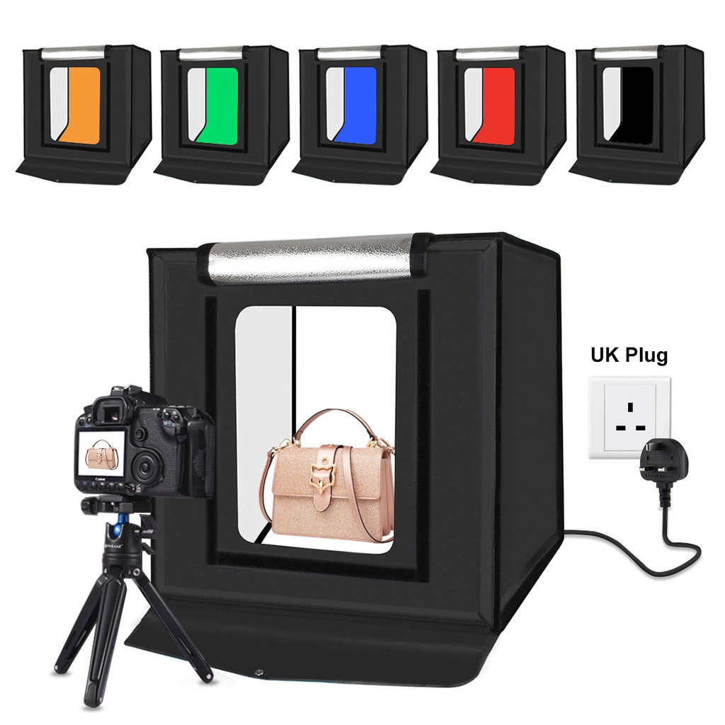 【Genuine Ready Stock】PULUZ 40cm Folding Portable 30W 5500K White Light Photo Lighting Studio Shooting Tent Box Kit with 6 Colors Backdrops (Black, Orange, White, Red, Green, Blue), Size: 40cm x 40cm x 40cm