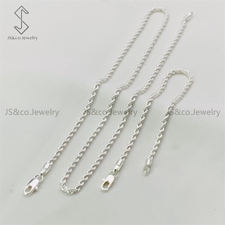 JS&CO jewelry 925 Silver 2in1 Necklace Chain Bracelet Set for Men set-89