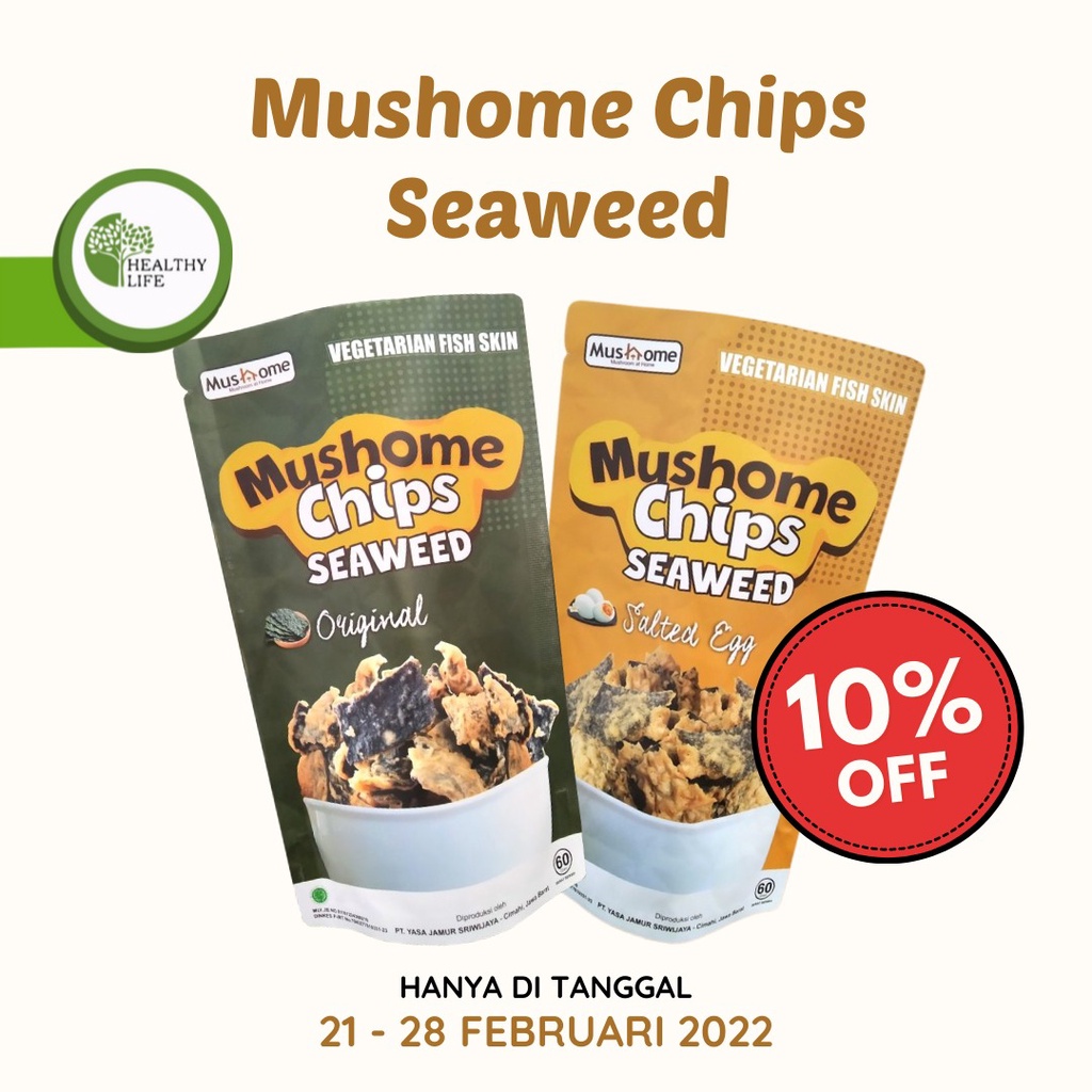 Mushome Chips Seaweed Chips / Nori Healthy Snack 60gr Shopee
