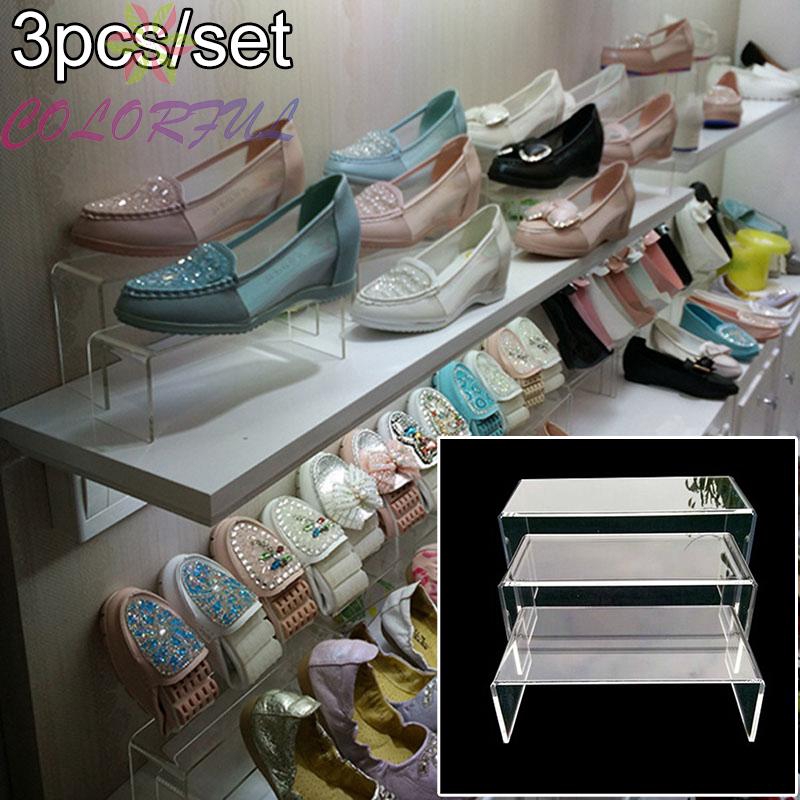 3pcs Acrylic Showcase Shoes Book Display Stand Holder Jewelry Organizer Rack 3pcs Acrylic Showcase Shoes Book Display Stand Holder Jewelry Organizer Rack