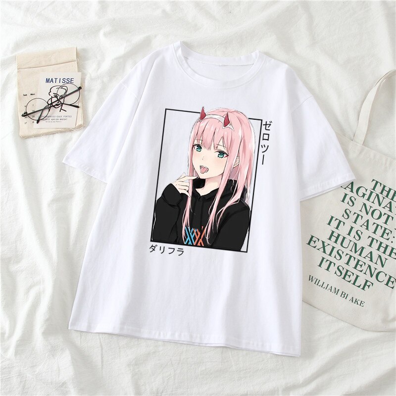 Cartoon Anime Cute Girl Theme White Tshirt for Women Free Size Tshirt