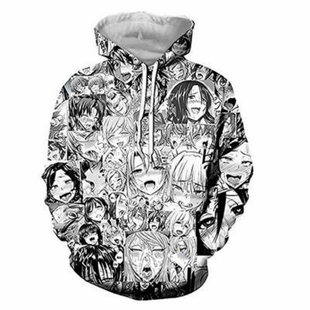 Unisex Casual Hooded Hoodie Many Ahegao Costume Hentai Jacket 3d Long Sleeve Sweatshirt Japanese