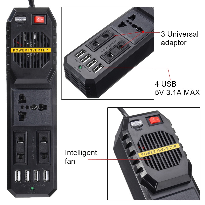 200W Car Power Inverter DC 12V to 220V AC Converter 5V