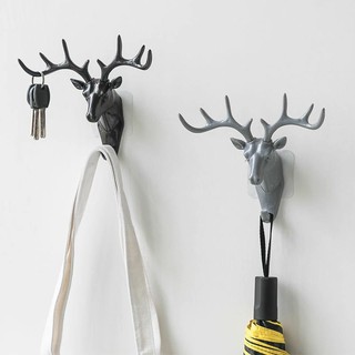 Wall Mount Deer Head Key Holder Hanger, Nail Free Reusable Adhesive Jewellery Display Rack #1