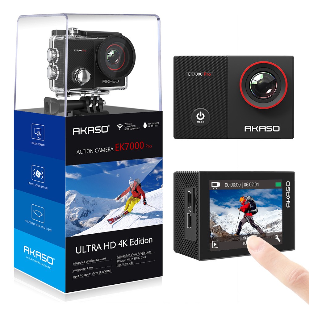 【Support External Mic 】AKASO EK7000 Pro 4K 16MP Action Camera with 2
