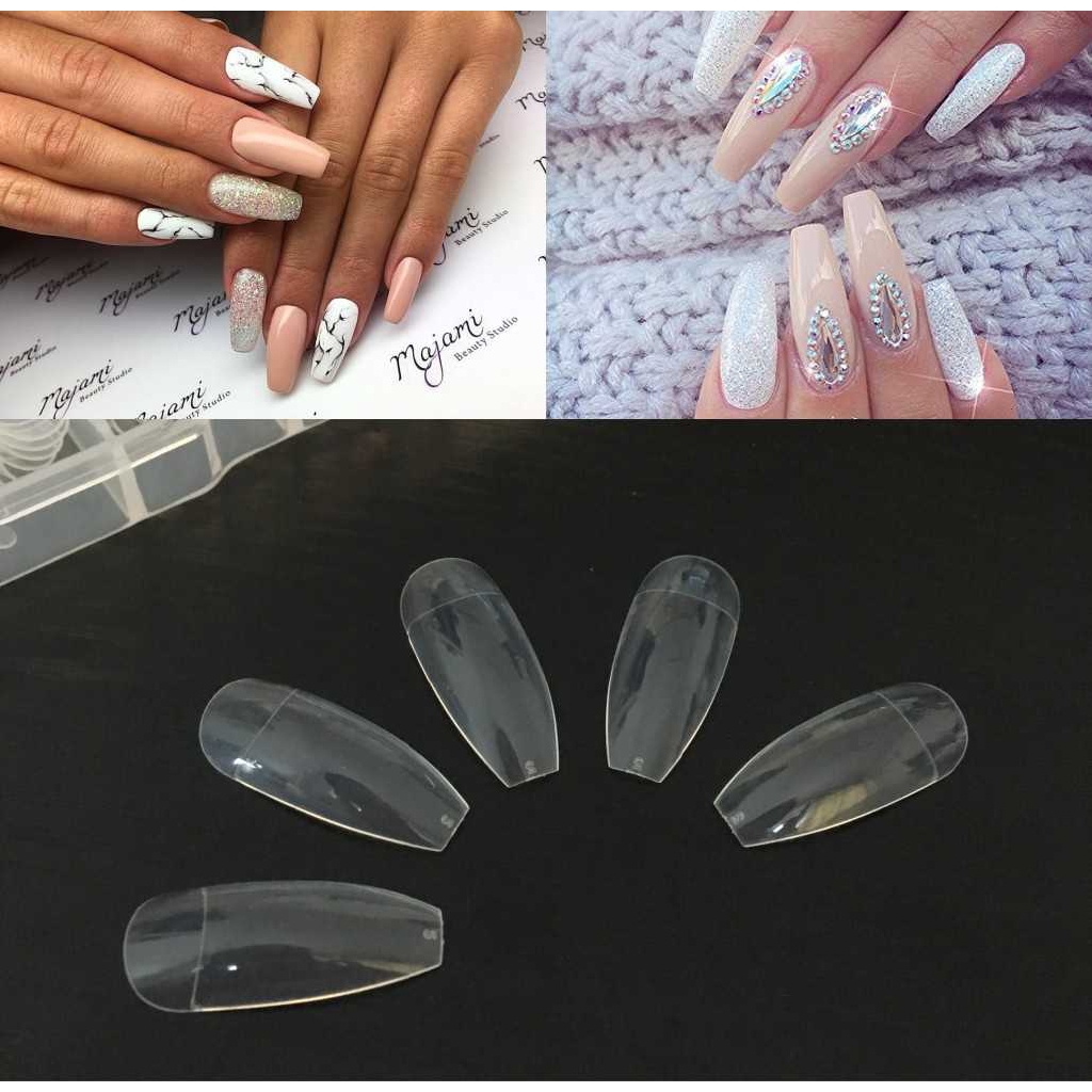 100pcs/Box Nail Art Tips False Coffin Nails Art Tips Flat Shape Full Cover  Manicure Fake Nail Tips | Shopee Philippines