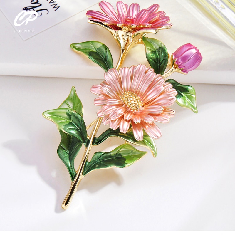 Colorful Daisy Bouquet Enamel Brooches Metal Flowers Weddings Banquet Brooch Pins For Women Gift