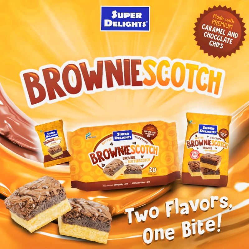 PACK OF 3 Super Delights BROWNIESCOTCH 180g, Brownie Bites, Fudgee