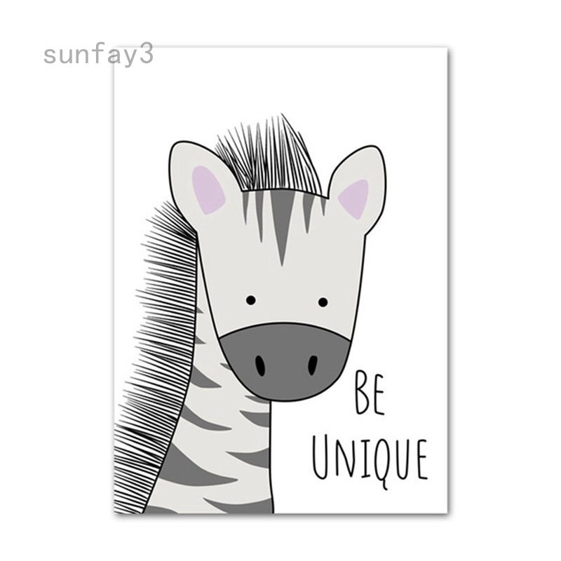 Sunfay Frameless Nordic Kids Room Cartoon Animals Canvas Poster Wall Art Canvas Painting Baby Kids Room Decoration No Frame Shopee Philippines