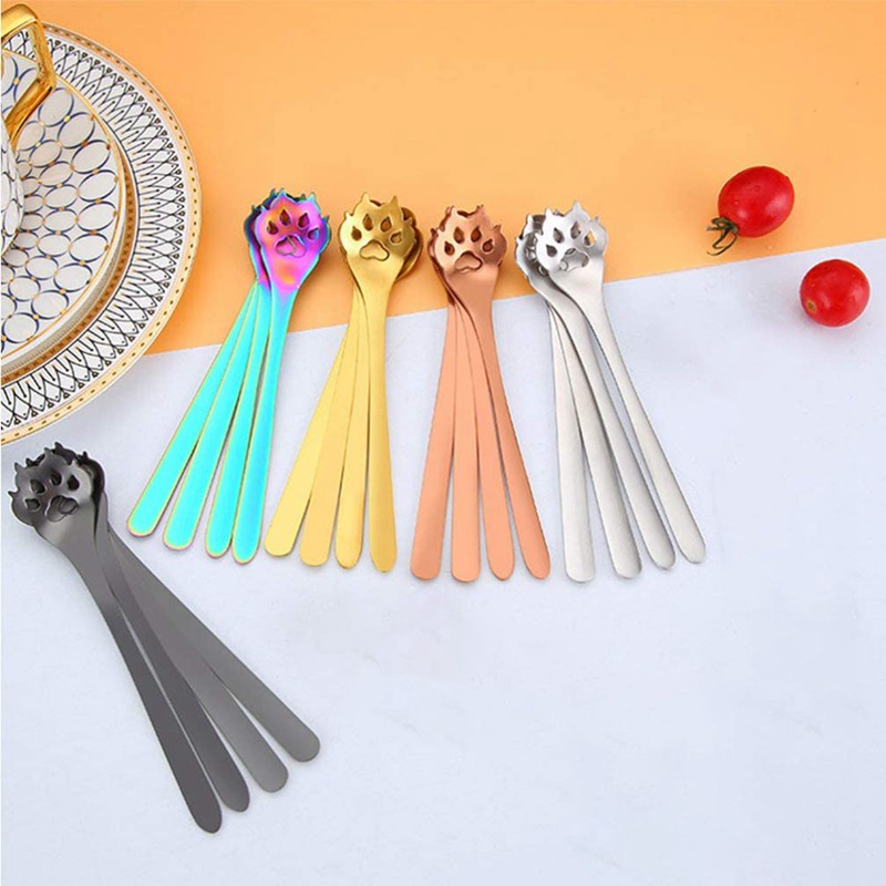 4PCS Coffee Spoon Stainless Steel Teaspoon for Kitchen Restaurant A