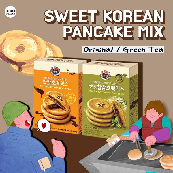 Beksul Sweet Korean Food Pancake Mix HOTTEOK Original 400g / Green