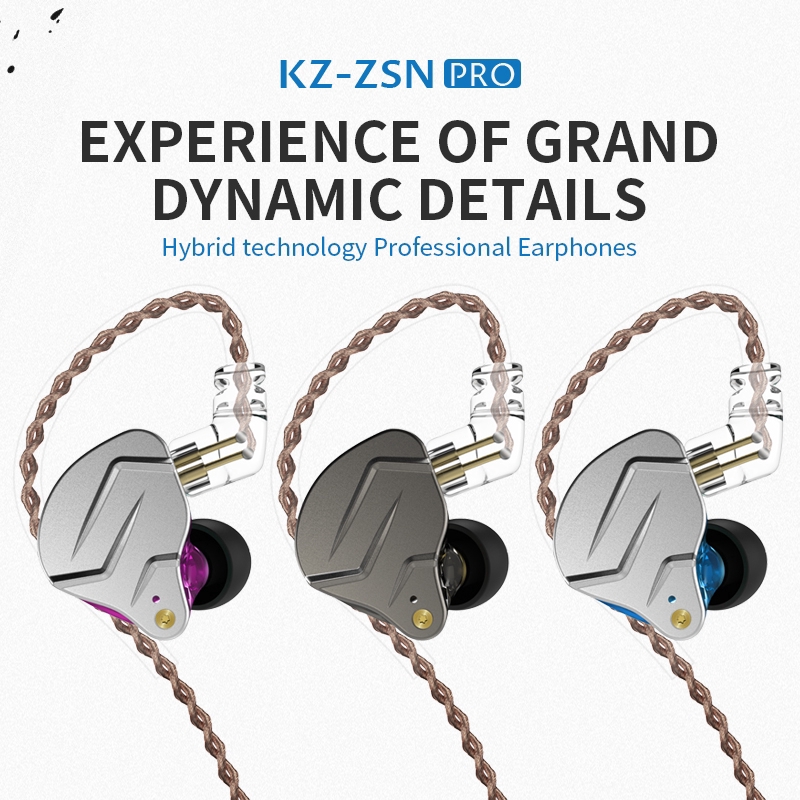 Kz Zsn Pro Metal Earphones 1ba 1dd Hybrid Bass Earbuds Headset