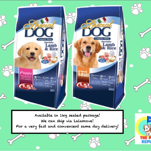 SPECIAL DOG LAMB AND RICE FOR PUPPY AND ADULT FRESHLY REPACKED (1KG