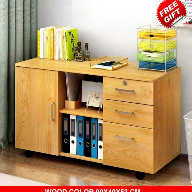 File Cabinet With Wheels 1 Door 3 Drawers P14s 90cm Shopee