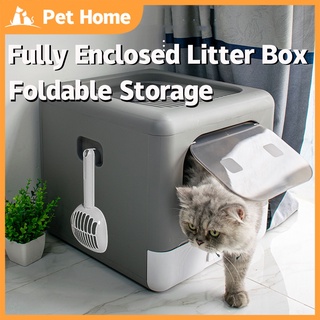 【Philippine cod】 PETHOME  Foldable Cat Litter Box Large Size Semi -Closure Cat Bed With Drawer