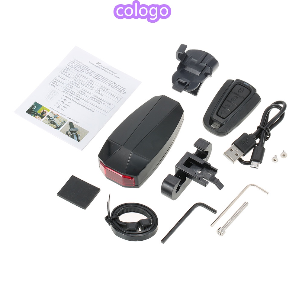 RENNICOCO Intelligent Anti-Theft Device for Bicycle taillight Alarm LED Bicycle stroboscopic Alarm Bell with Wireless Remote Control USB Cable Mountainous Bicycle Accessories