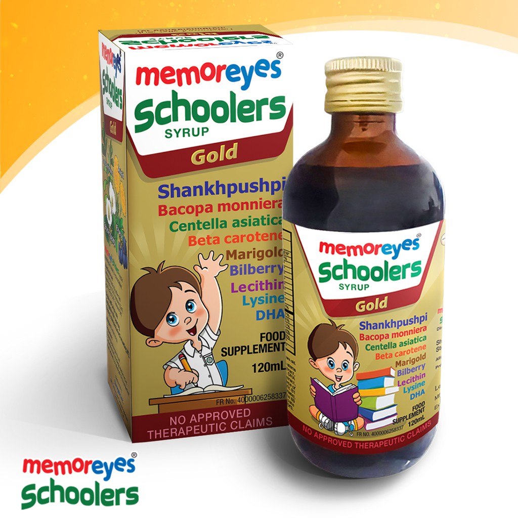 MemorEyes Schoolers Gold Syrup 120ml Brain Memory & Eye Supplement for ...