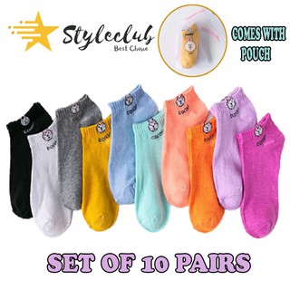 Styleclub Set of 10 pairs cony Cute Ankle Socks For Girls on sales Unisex New Style Fashion Ankle So #1