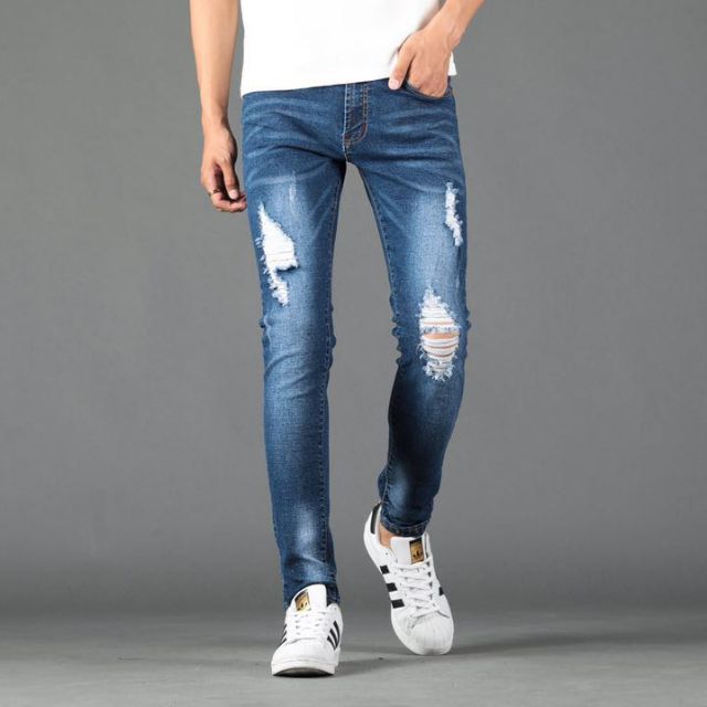 Tattered Jeans For Men Skinny Stretchable Pants | Shopee Philippines